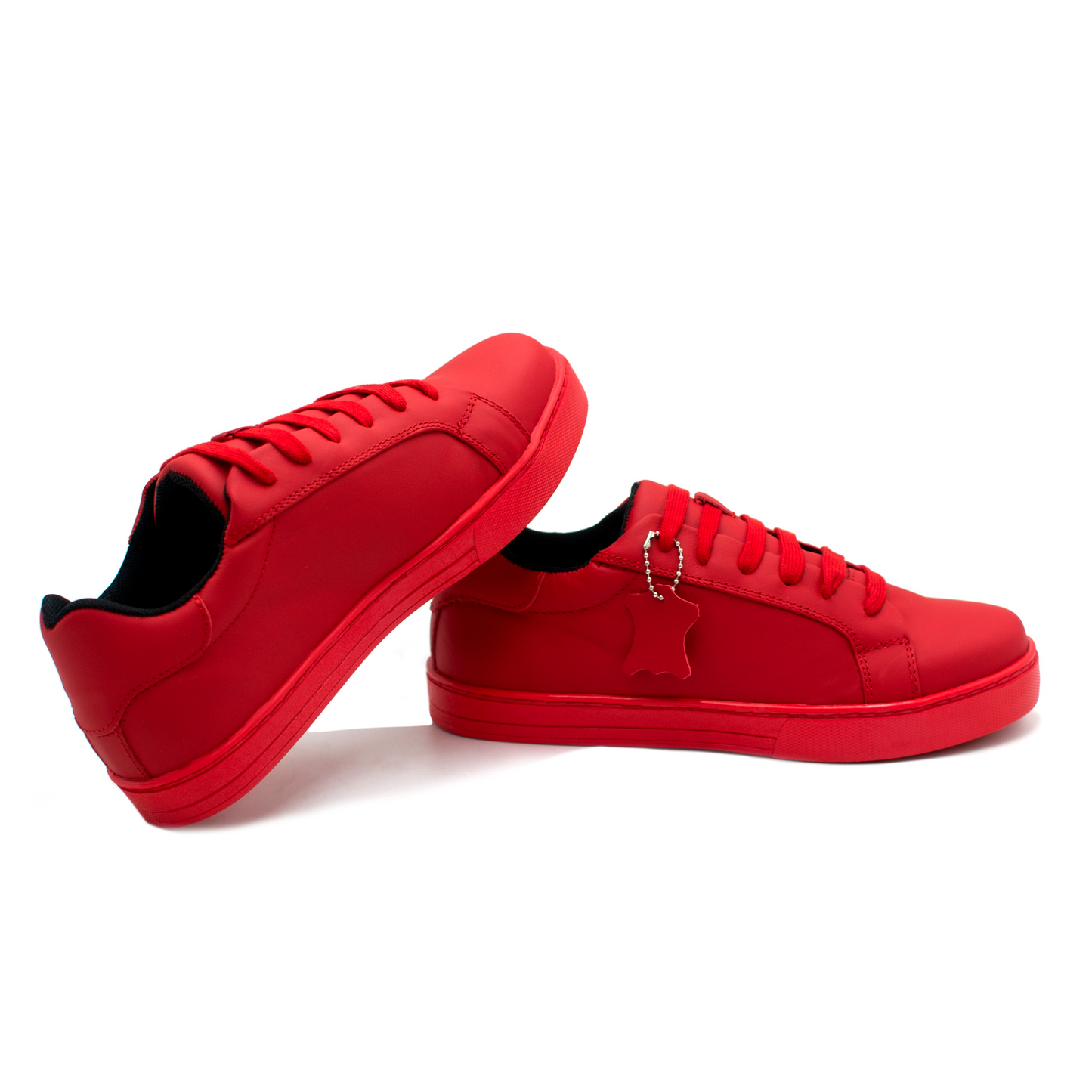 TENIS SNEAKER COMPLETAMENTE EN PIEL GENUINA DE BECERRO ITALIANO ROJO - DKO102K