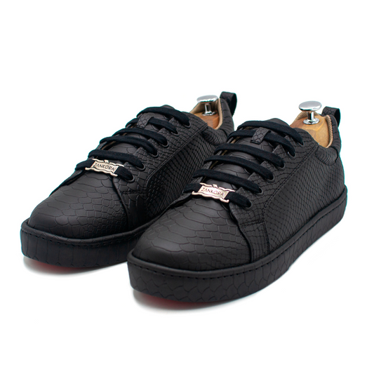 TENIS SNEAKERS COMPLETAMENTE GRABADO DE PITÓN NEGRO - HIU394J