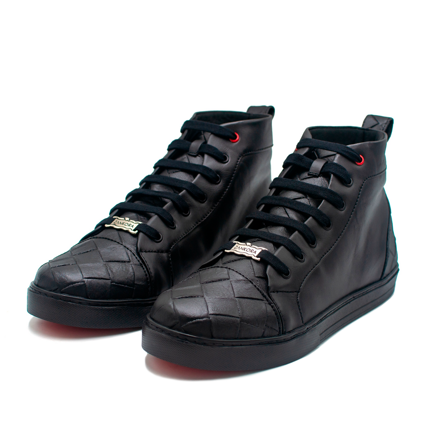 TENIS SNEAKERS BOTÍN DE BECERRO ITALIANO NEGRO CON PIEL VINTAGE - PFC972V