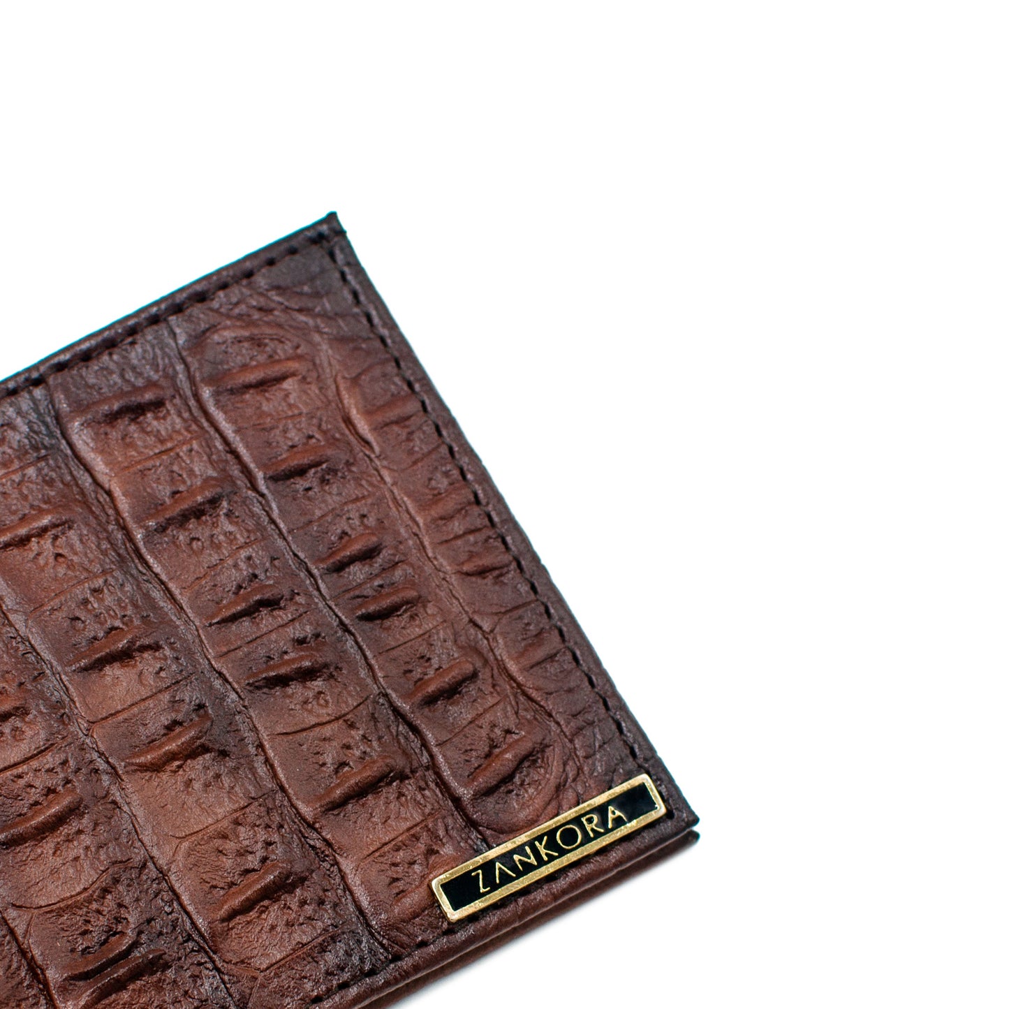 CARTERA EN PIEL DE RES GRABADA EN LOMO DE COCODRILO - KOP239