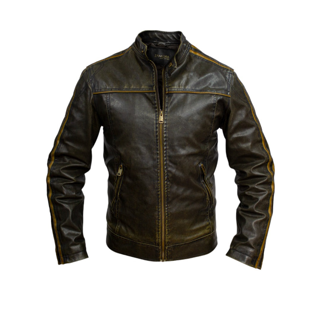 CHAMARRA CABALLERO CASUAL EN PIEL DE BORREGO NEGRO- BCD489BL