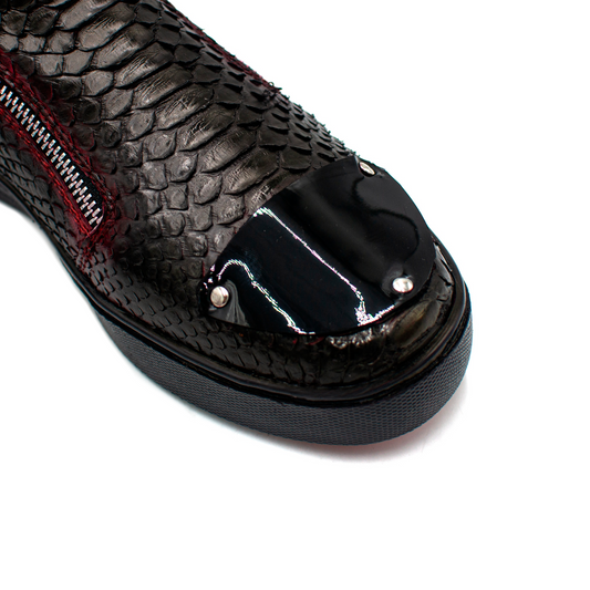 BOTÍN EN PIEL GENUINA DE PITÓN CON CHAROL - DIU892J