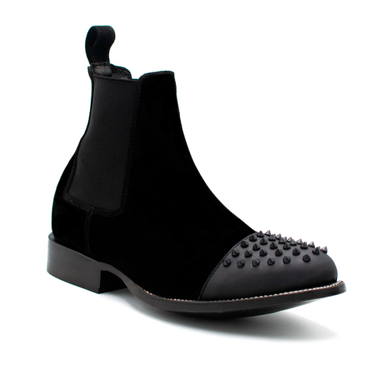 BOTÍN NEGRO EN PIEL DE GAMUZA CON ESTOPEROLES - JOQ092K