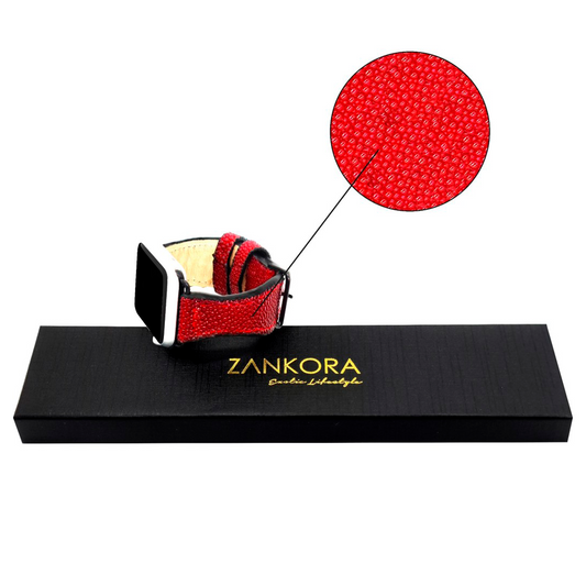 CORREA PARA RELOJ DE MANO EN PIEL GENUINA DE MANTARRAYA ROJO - CDC4RA