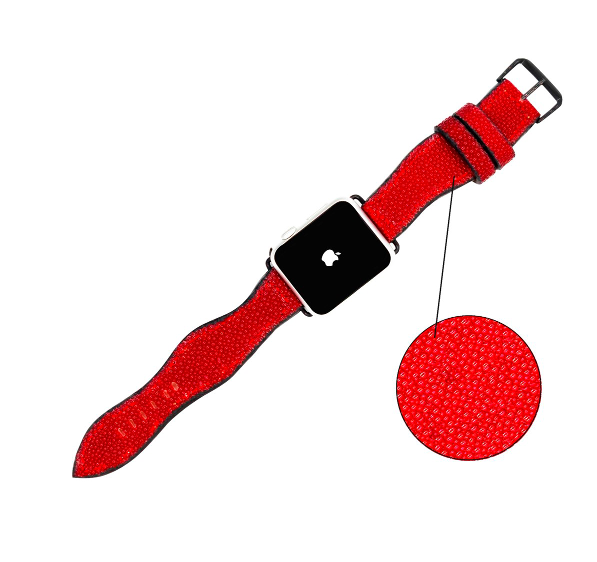 CORREA PARA RELOJ DE MANO EN PIEL GENUINA DE MANTARRAYA ROJO - CDC4RA