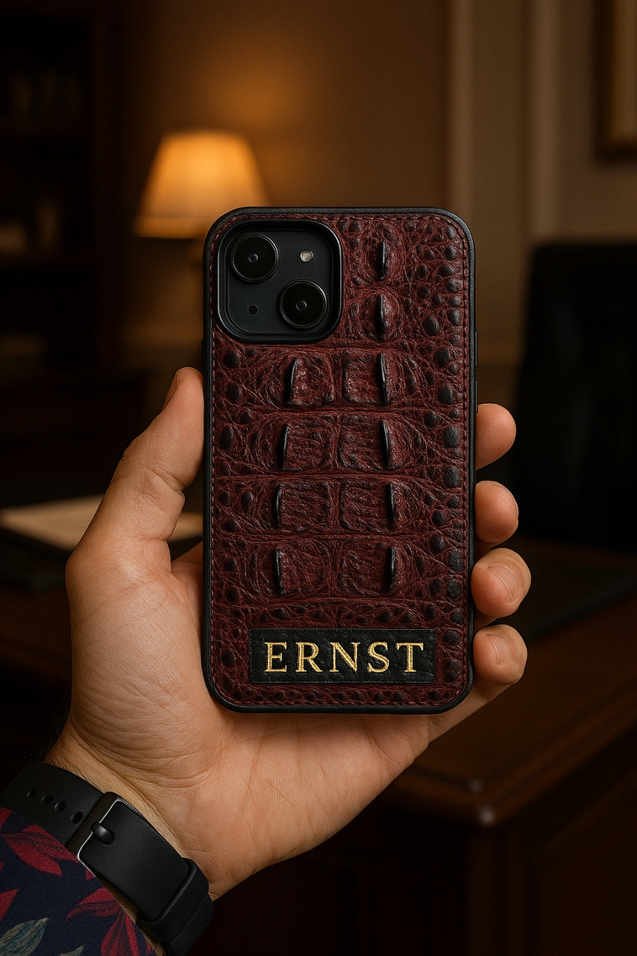 FUNDA / CASE / CARCASA PARA CELULAR EN PIEL /CUERO EXÓTIC DE NUCA DE CAIMÁN - CM378G