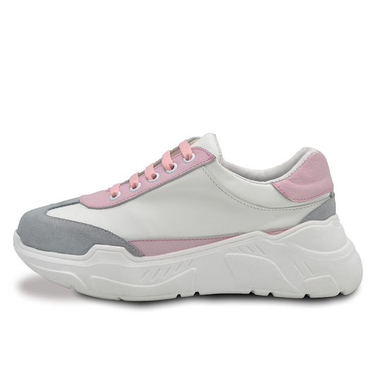 TENIS SNEAKERS PARA DAMA EN PIEL DE BECERRO Y GAMUZA GRIS - FGA712