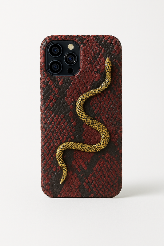 FUNDA / CASE / CARCASA PARA CELULAR EN PIEL / CUERO EXÓTIC DE SERPIENTE PITÓN CORTE BELLY (PANZA) + DIJE Ó HERRAJE- RSZ312T