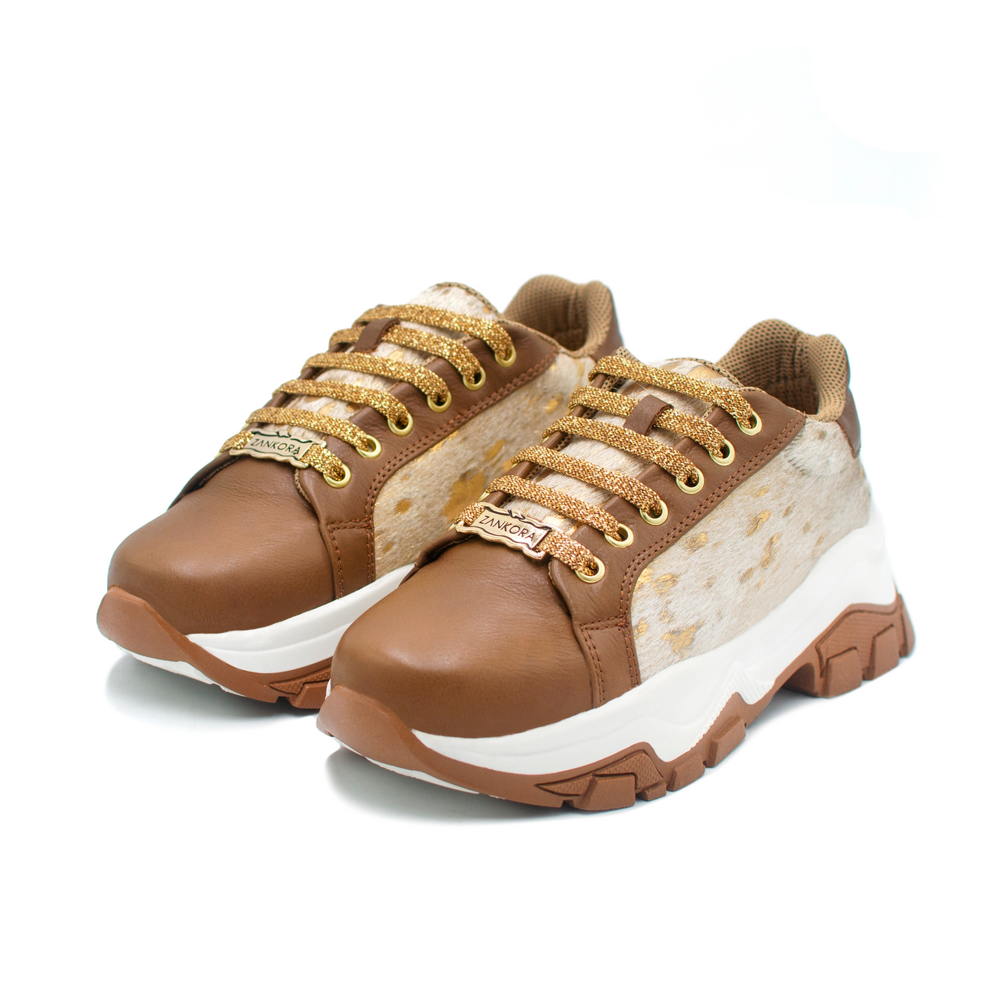 TENIS SNEAKER CON PIEL GENUINA DE BECERRO CHEDRON CON CABRA EN PELO - JOF304