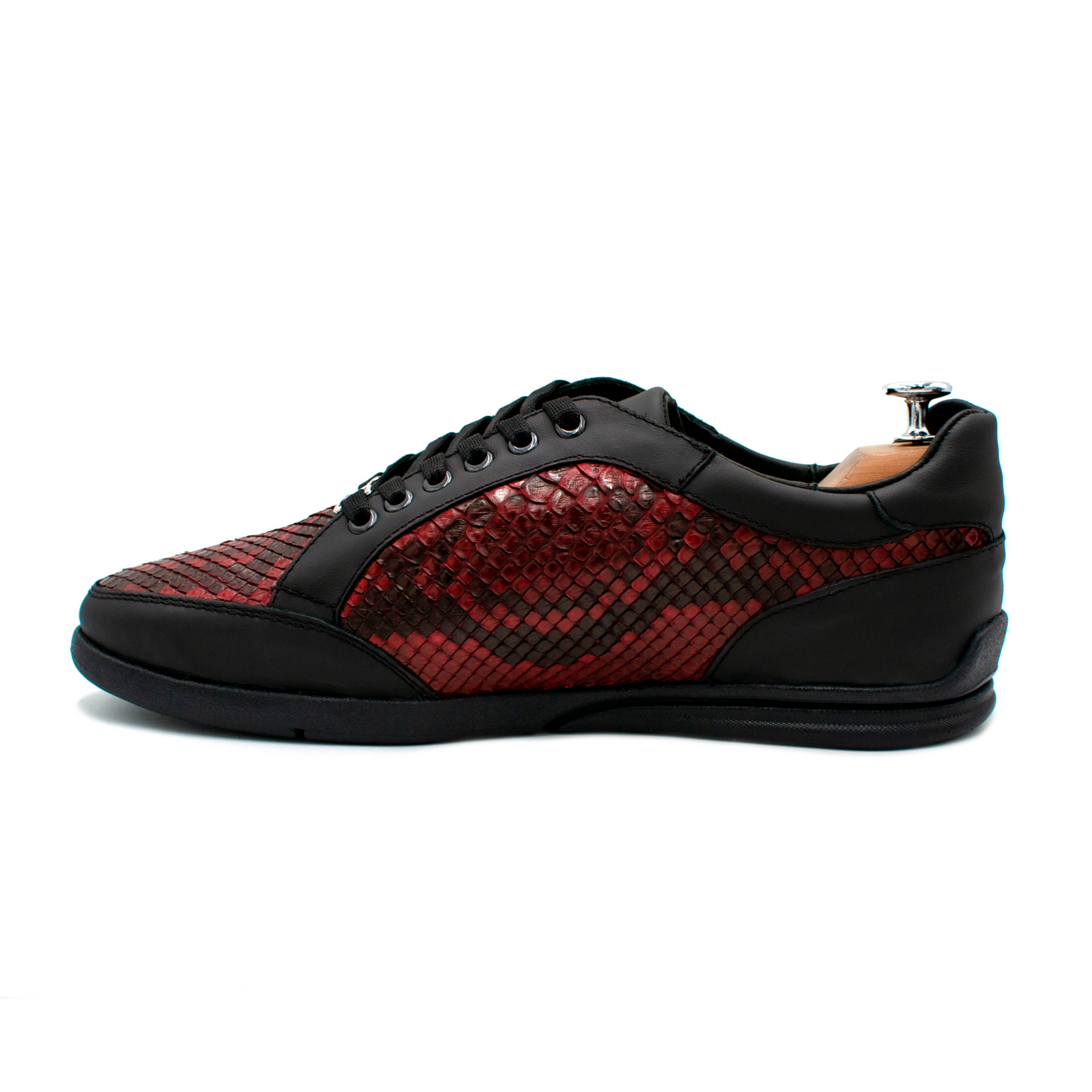 TENIS SNEAKER EN PIEL GENUINA DE PITÓN VINO CON BECERRO ITALIANO -XSP02J