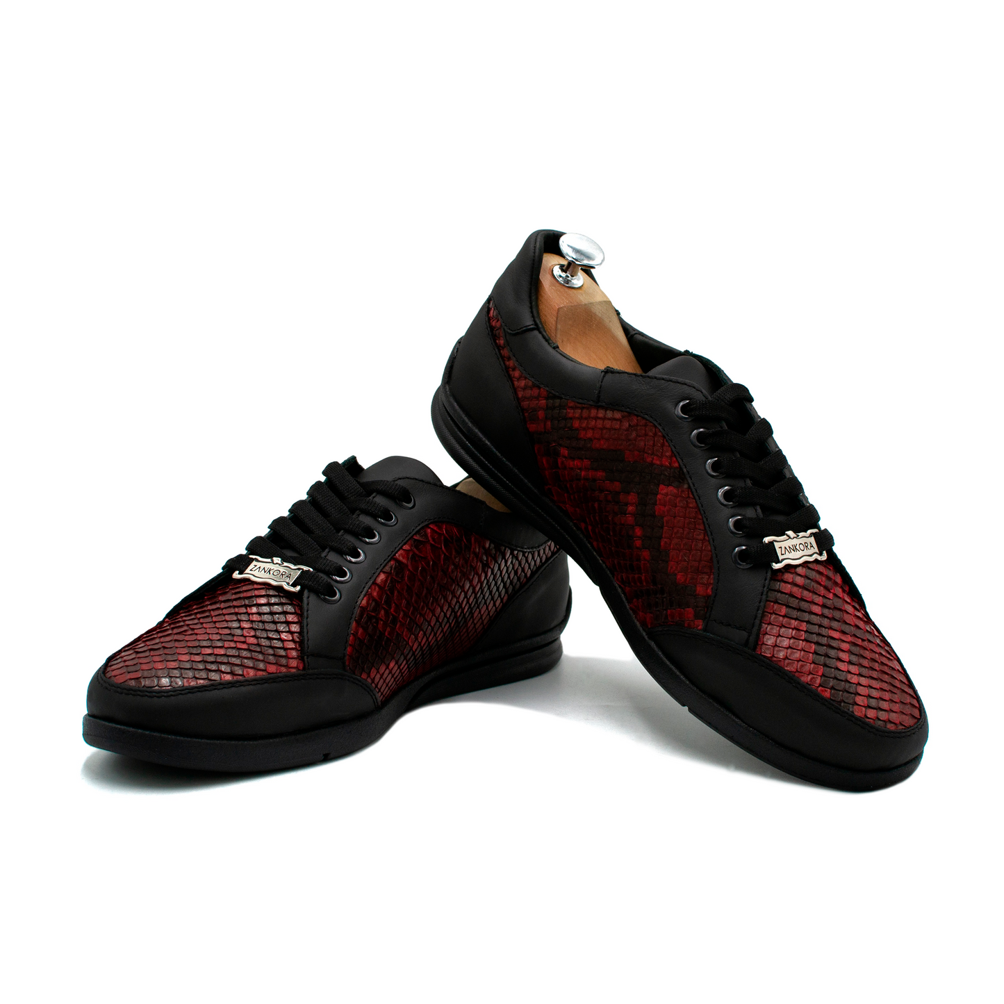 TENIS SNEAKER EN PIEL GENUINA DE PITÓN VINO CON BECERRO ITALIANO -XSP02J