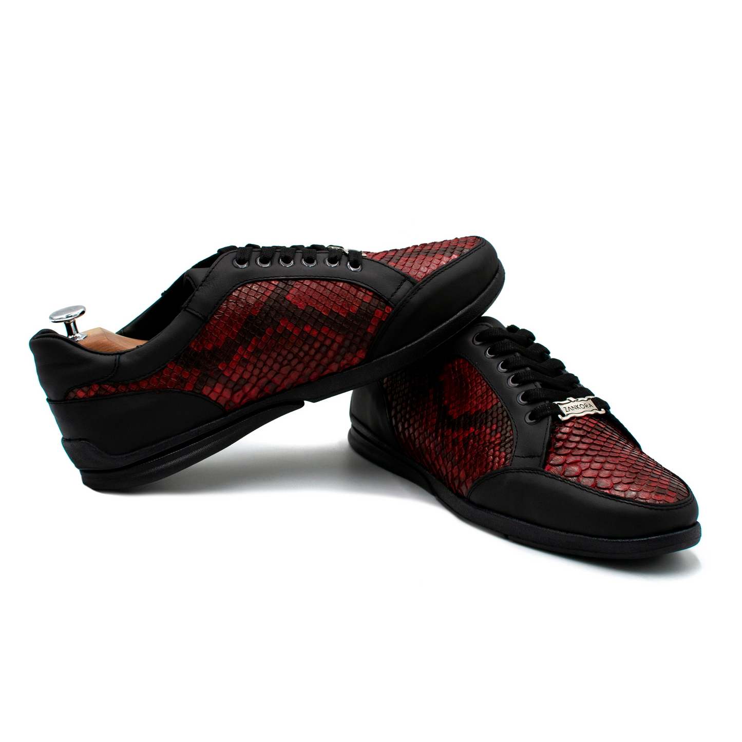 TENIS SNEAKER EN PIEL GENUINA DE PITÓN VINO CON BECERRO ITALIANO -XSP02J
