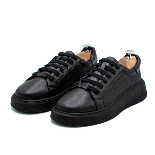 TENIS SNEAKER EN PIEL GENUINA DE RES CON GRABADO DE PITÓN - OLW902I