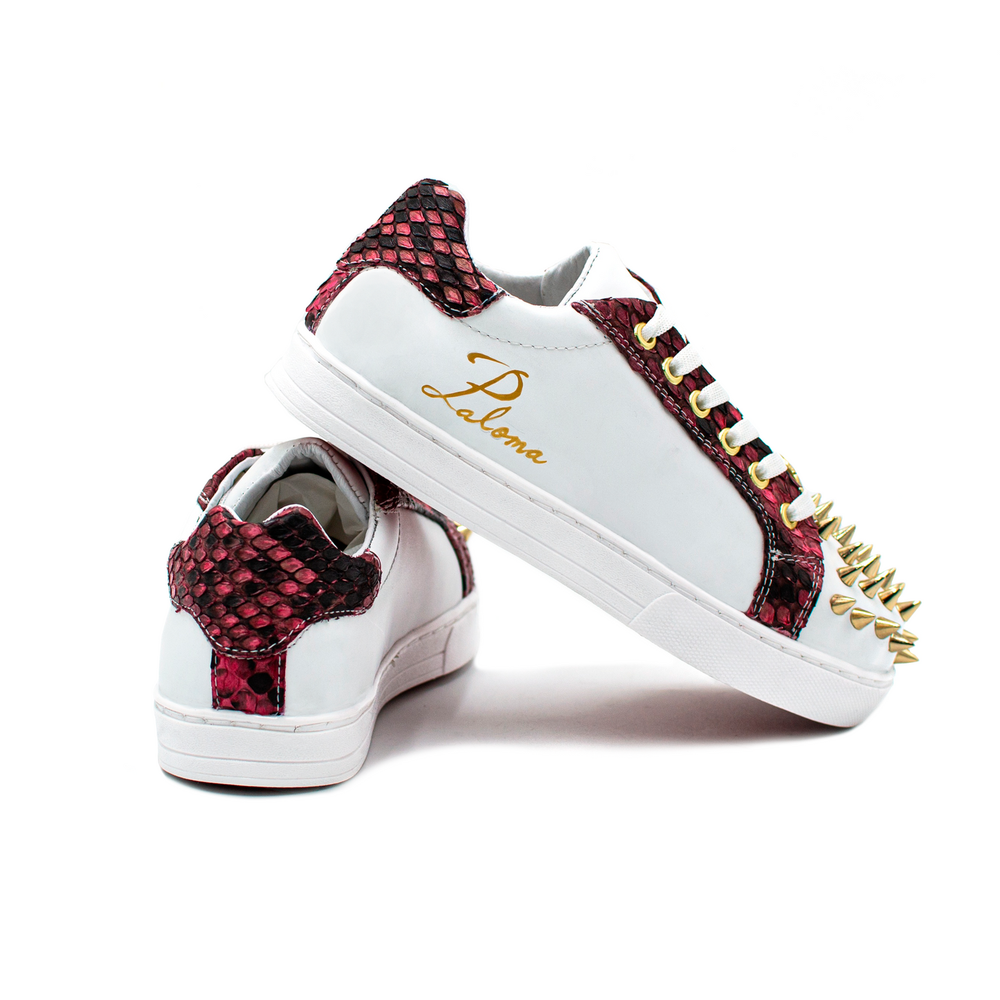 TENIS SNEAKERS DE BECERRO ITALIANO CON PIEL GENUINA DE PITÓN ROJO Y ESTOPEROLES - JSW902K