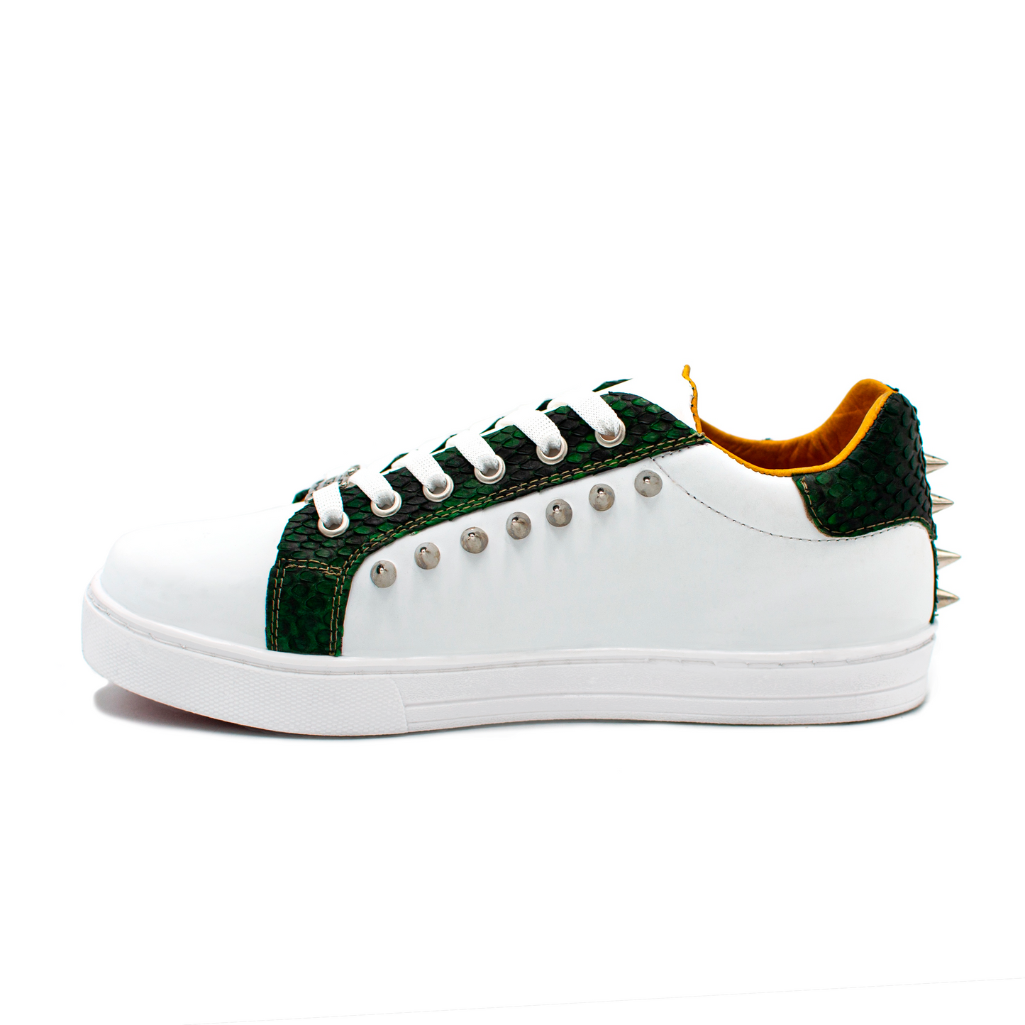 TENIS SNEAKERS EN PIEL GENUINA DE BECERRO ITALIANO CON PITÓN Y ESTOPEROLES - VCE872J