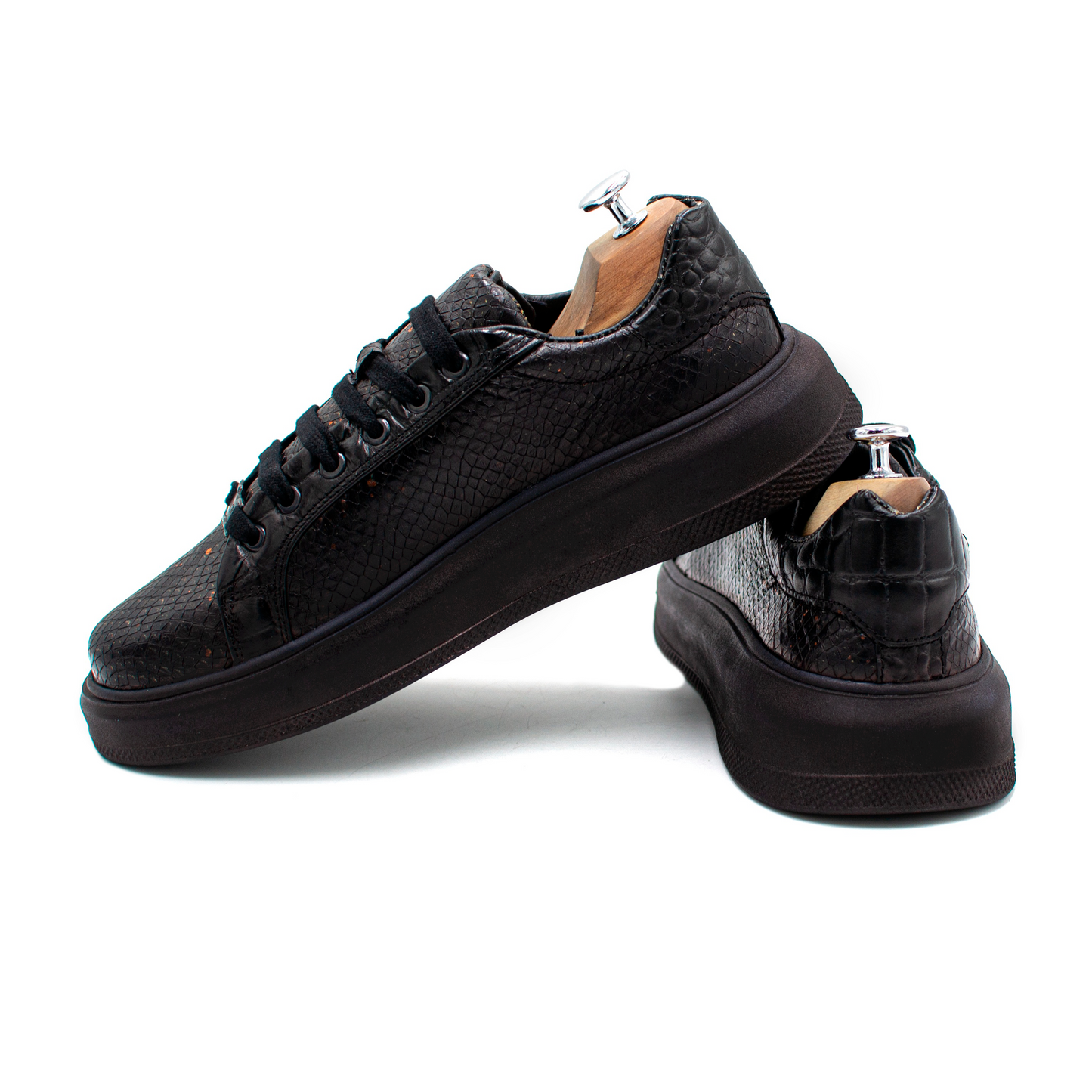 SNEAKERS EN PIEL RES GRABADA DE PITÓN CON COCODRILO - EUIW982O
