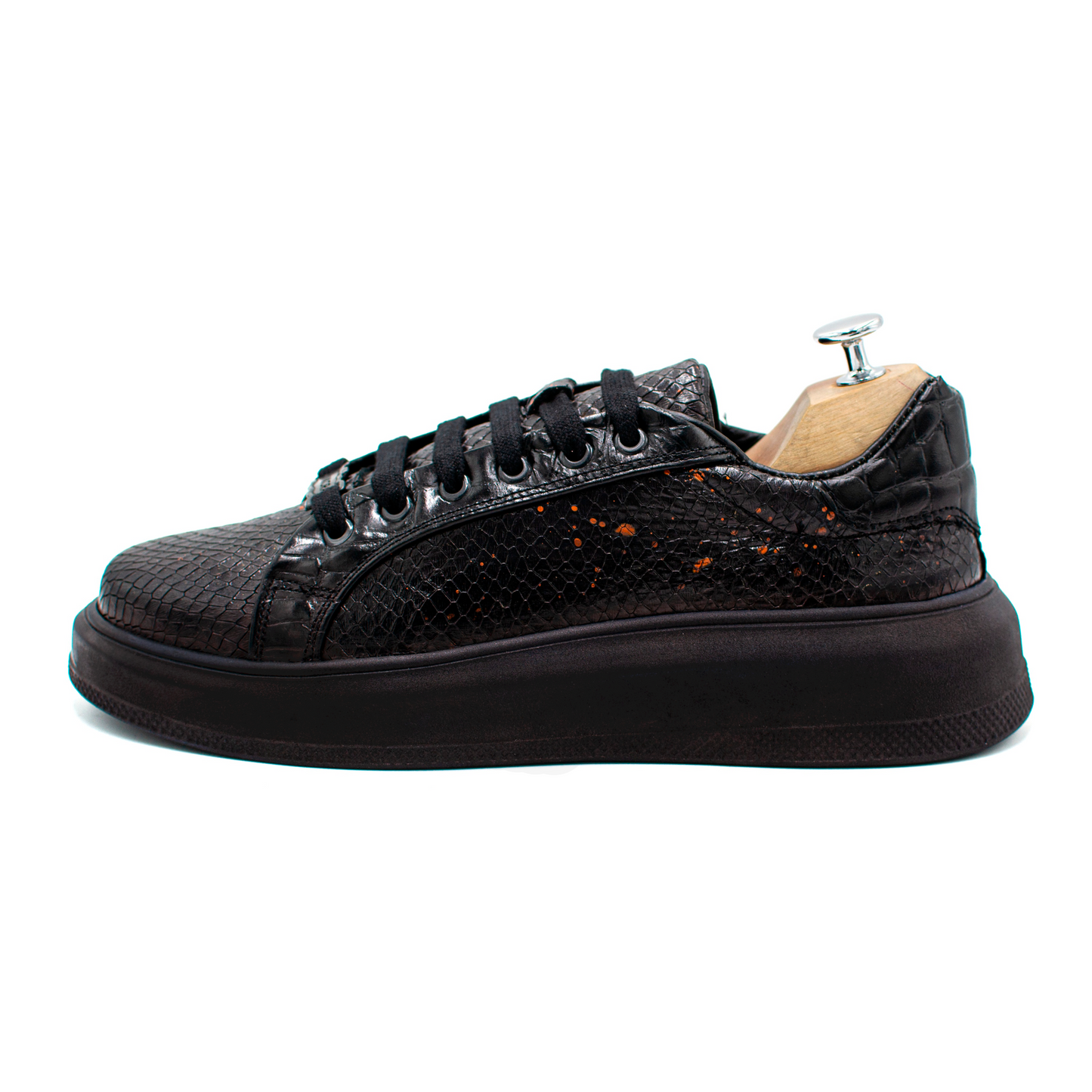 SNEAKERS EN PIEL RES GRABADA DE PITÓN CON COCODRILO - EUIW982O