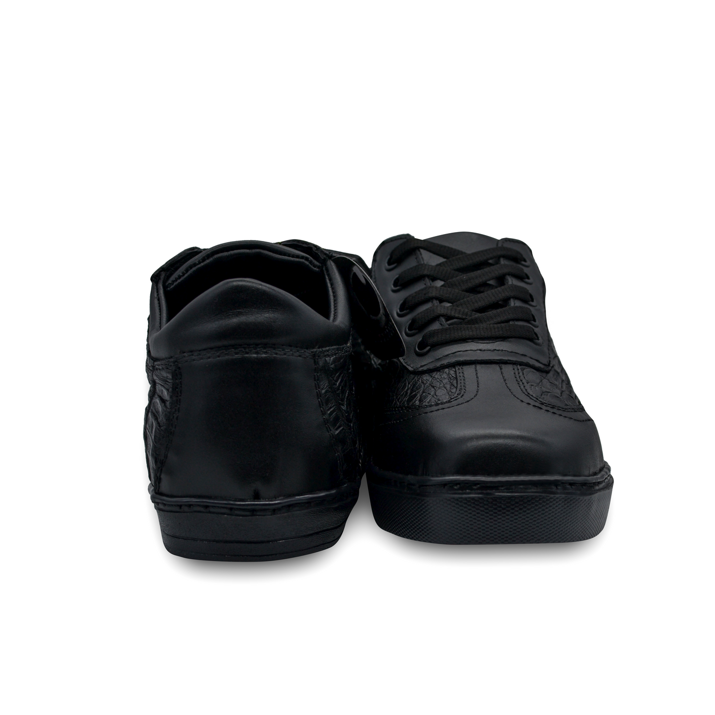 TENIS SNEAKERS NEGROS EN PIEL GENUINA DE COCODRILO Y BECERRO ITALIANO - GTR456R
