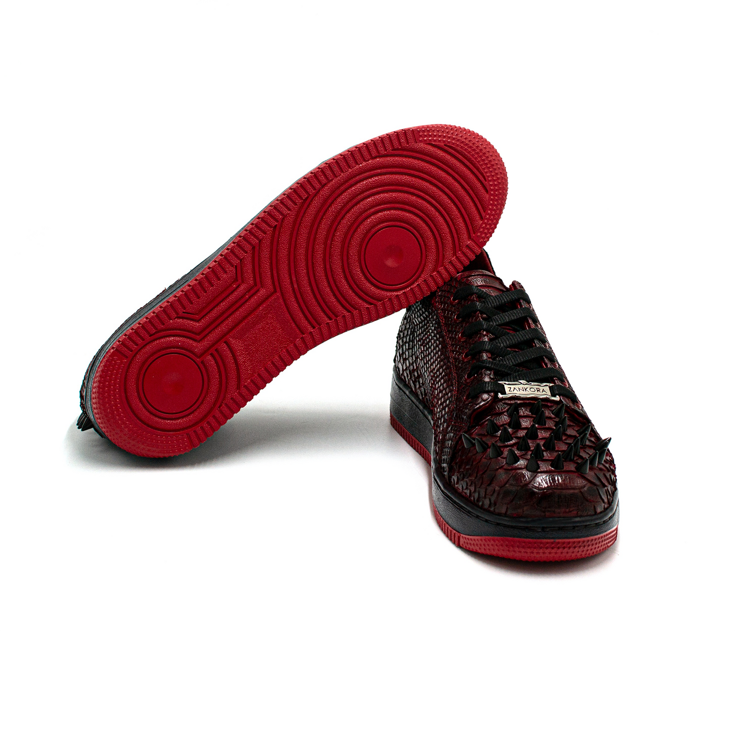 SNEAKERS COMPLETAMENTE EN PIEL DE PITON ROJO CON ESTOPEROLES - JIUO908J