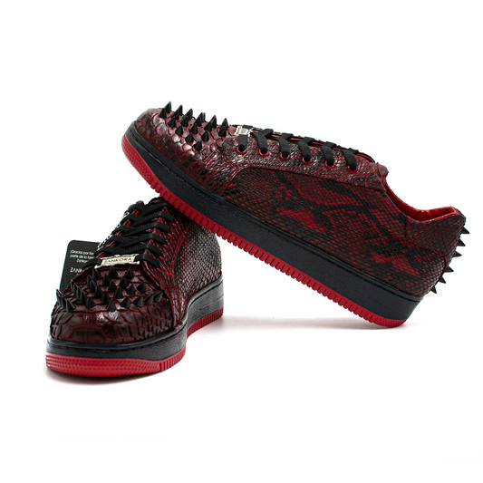 SNEAKERS COMPLETAMENTE EN PIEL DE PITON ROJO CON ESTOPEROLES - JIUO908J