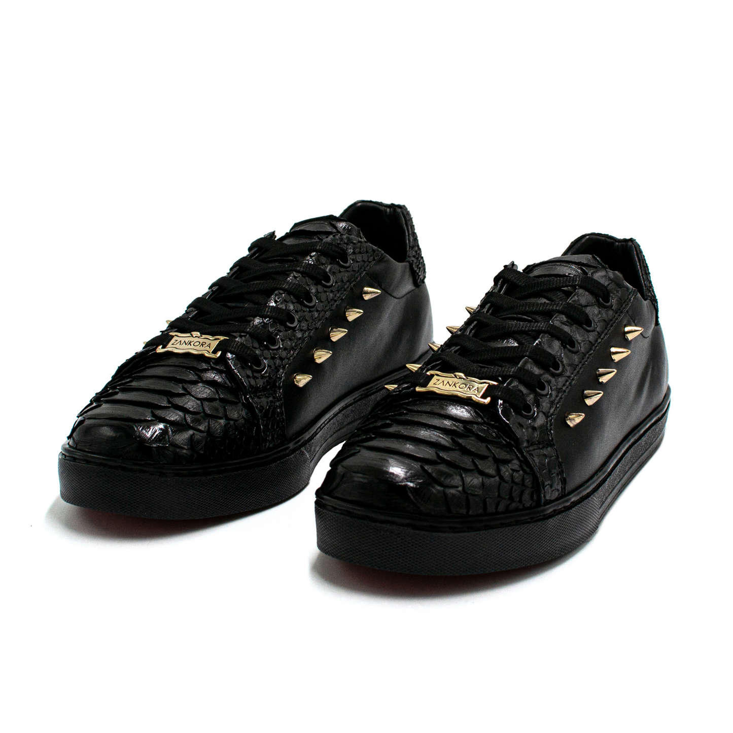 TENIS SNEAKERS NEGROS DE PITÓN CON BECERRO ITALIANO Y ESTOPEROLES - KIO092I