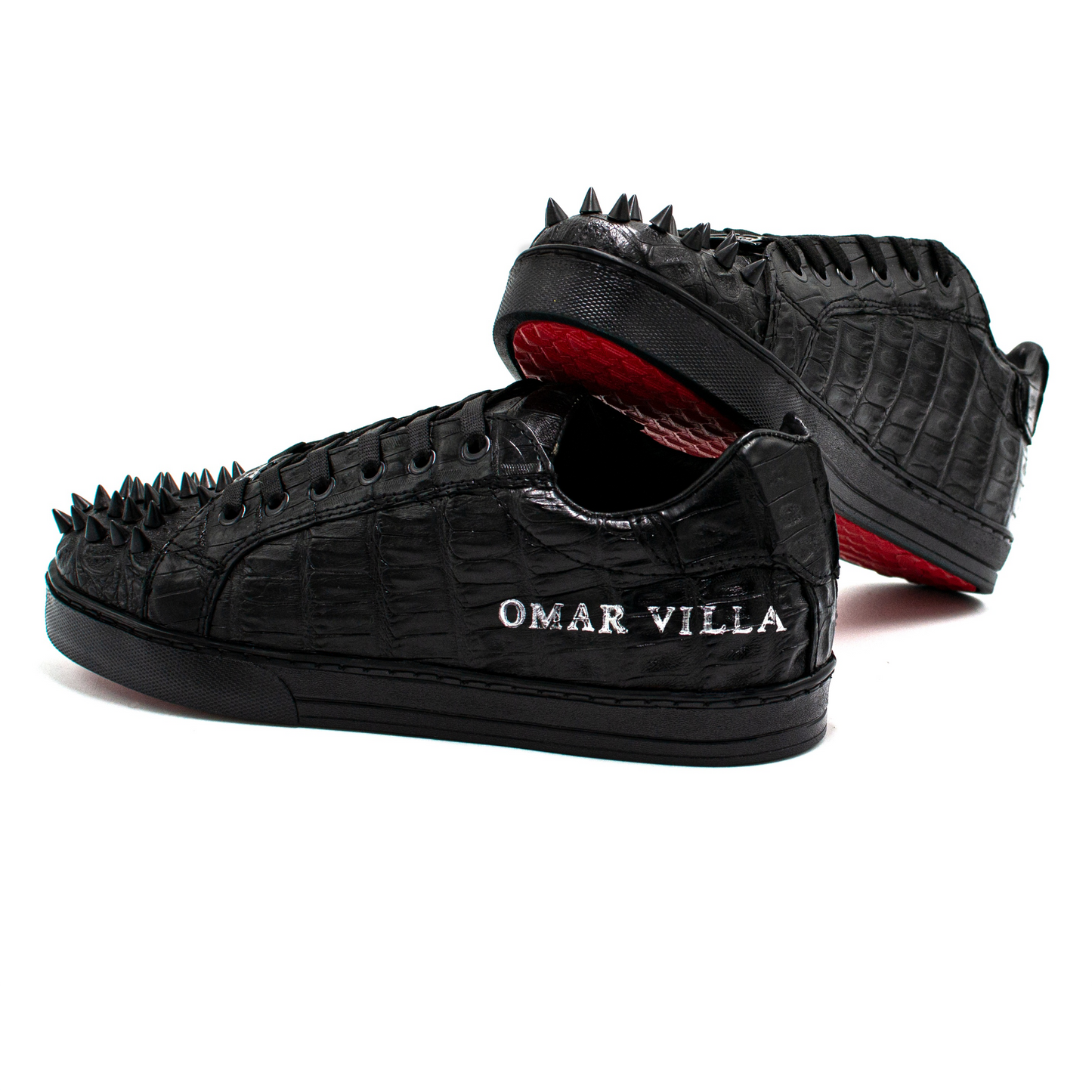 TENIS SNEAKERS NEGROS DE PIEL DE COCODRILO - AHG768U