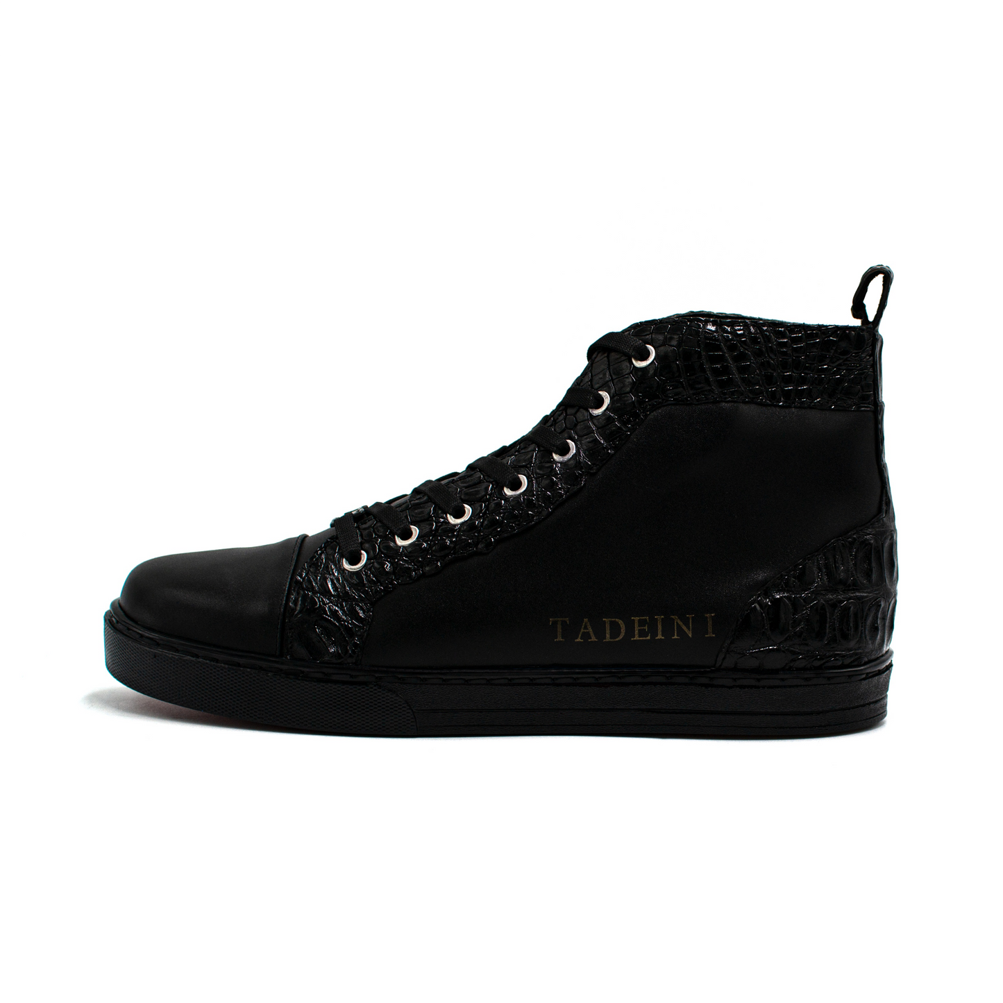 TENIS BOTINES DE BECERRO ITALIANO CON PIEL GENUINA DE COCODRILO KOI892J