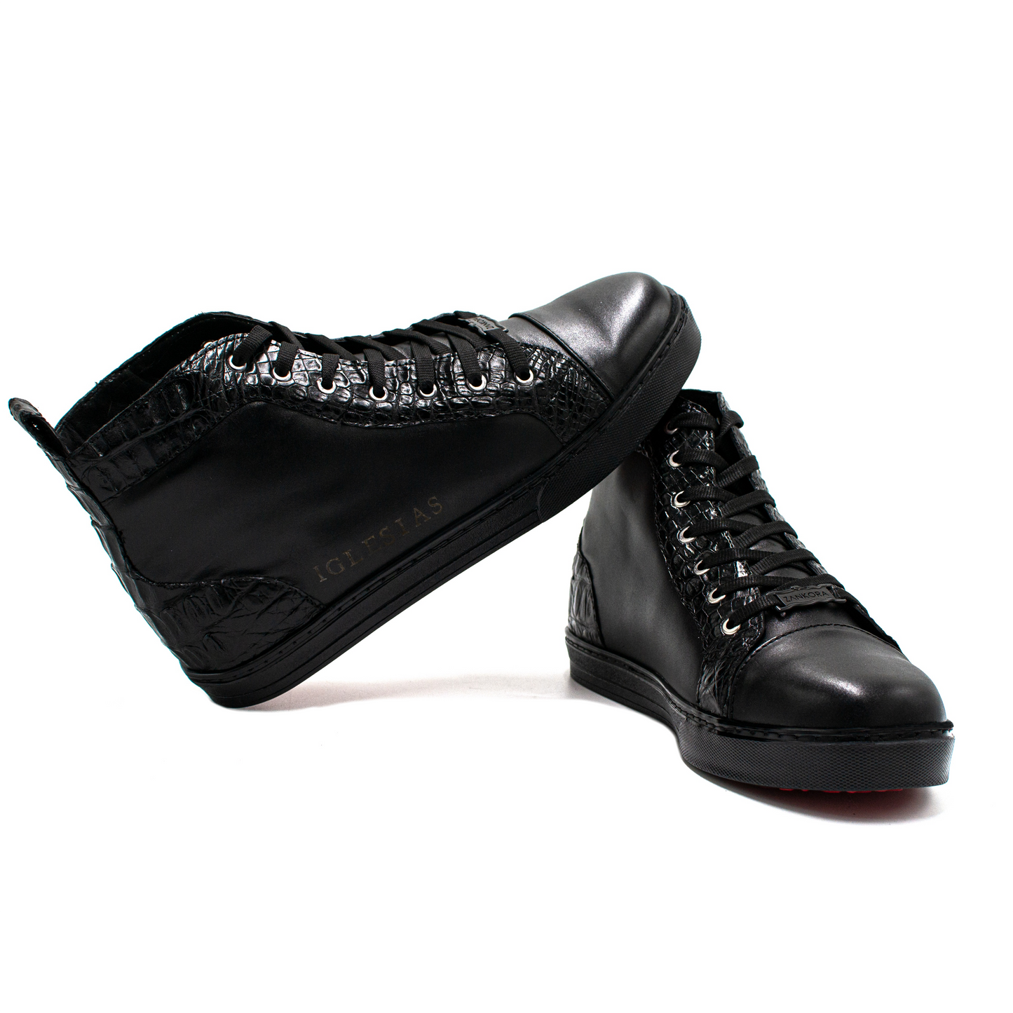 TENIS BOTINES DE BECERRO ITALIANO CON PIEL GENUINA DE COCODRILO KOI892J