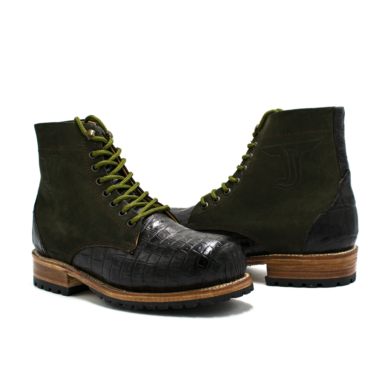 BOTAS EN PIEL GENUINA DE COCODRILO Y NOBUCK - JKI892L