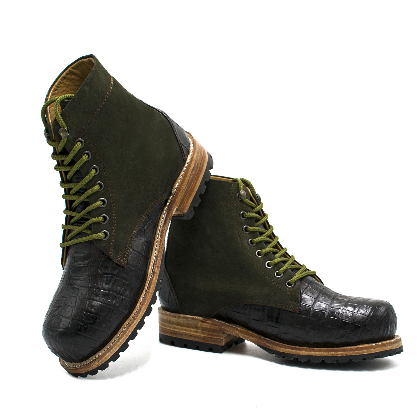 BOTAS EN PIEL GENUINA DE COCODRILO Y NOBUCK - JKI892L