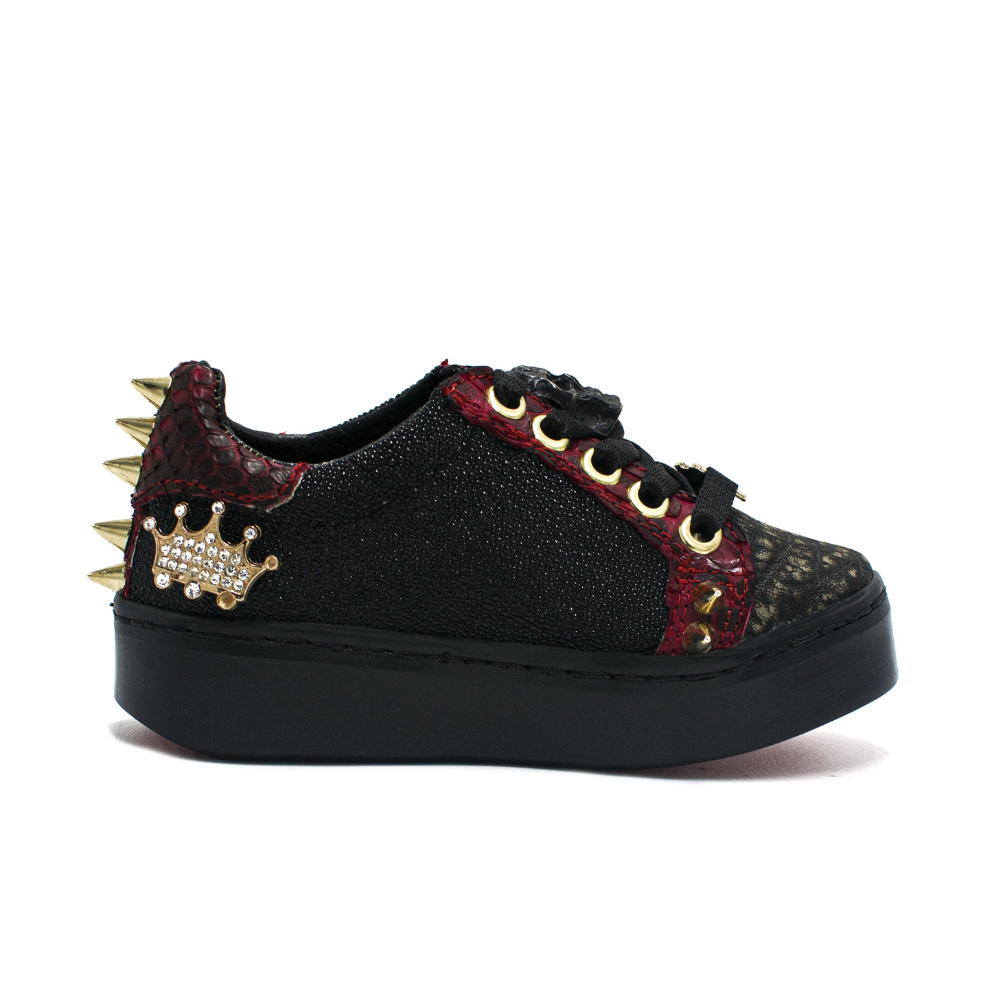 TENIS SNEAKERS EN PIEL GENUINA DE MANTARRAYA, ELEFANTE Y PITÓN CON ESTOPEROLES (PARA NIÑO) - HJU873JH