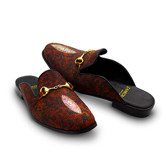 CALZADO TIPO MULE EN PIEL GENUINA DE MANTARRAYA TIGRE ML-11