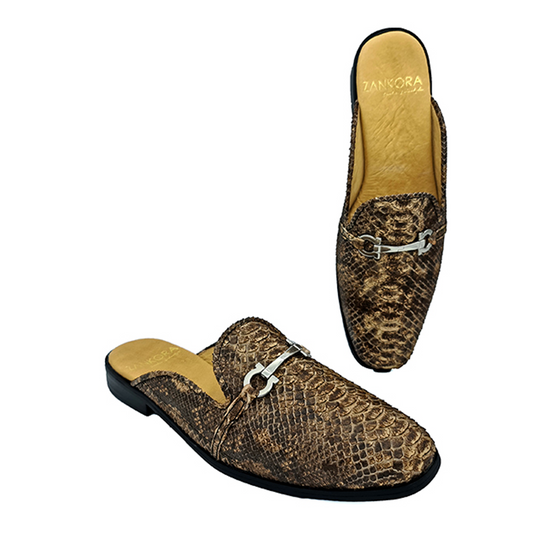 CALZADO TIPO MULE EN PIEL DE PITÓN RUSTICO ML-15