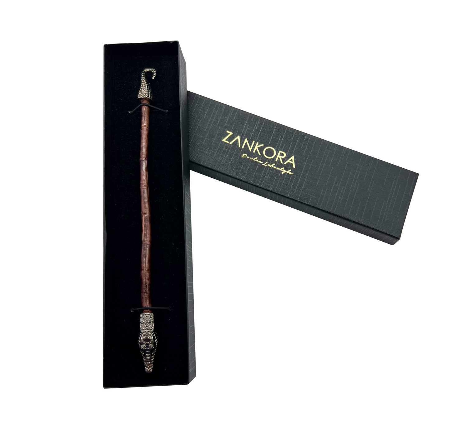 PULSERA EN PIEL EXÓTICA DE COCODRILO CAFÉ CAOBA - DJF405F