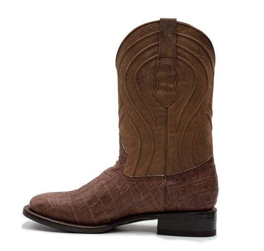 BOTAS EN PIEL GENUINA DE ALLIGATOR CAFE - BCC378J