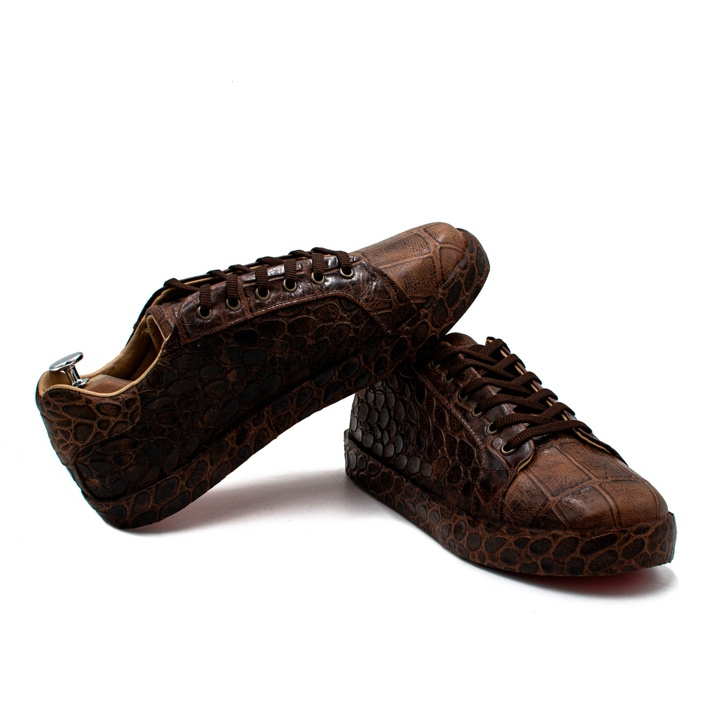 TENIS SNEAKERS EN PIEL GRABADA DE COCODRILO CON SUELA FORRADA - EOP2308