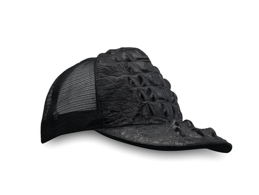 GORRA EN PIEL EXÓTICA DE COCODRILO NUCA NEGRO CON MAYA - AHS230-S