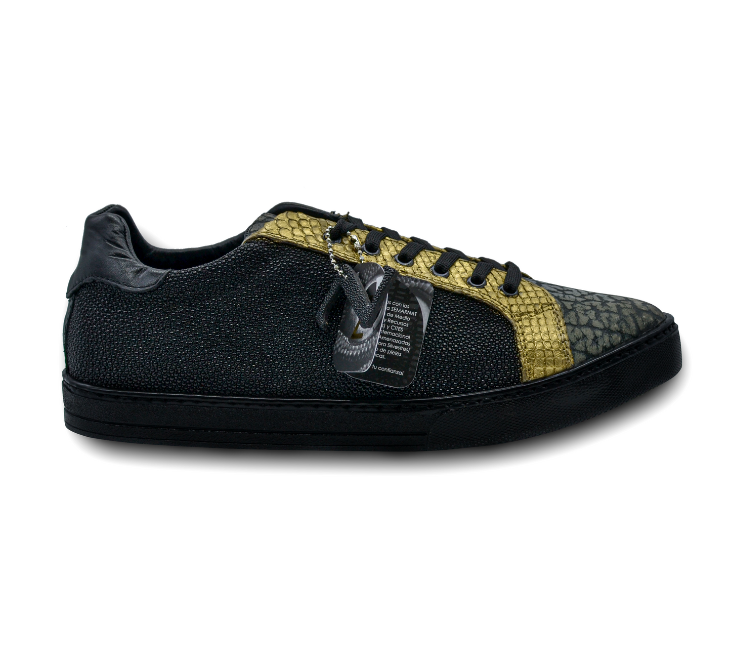 TENIS SNEAKERS DE PITÓN DORADO, ELEFANTE Y MANTARRAYA - HAG768H