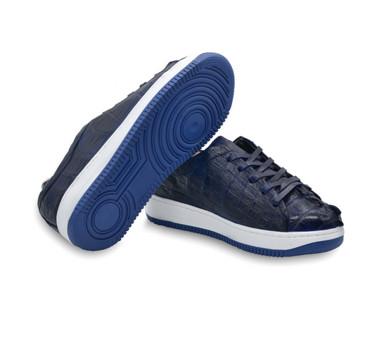 TENIS SNEAKERS AZULES EN PIEL GENUINA DE COCODRILO - AHS879U