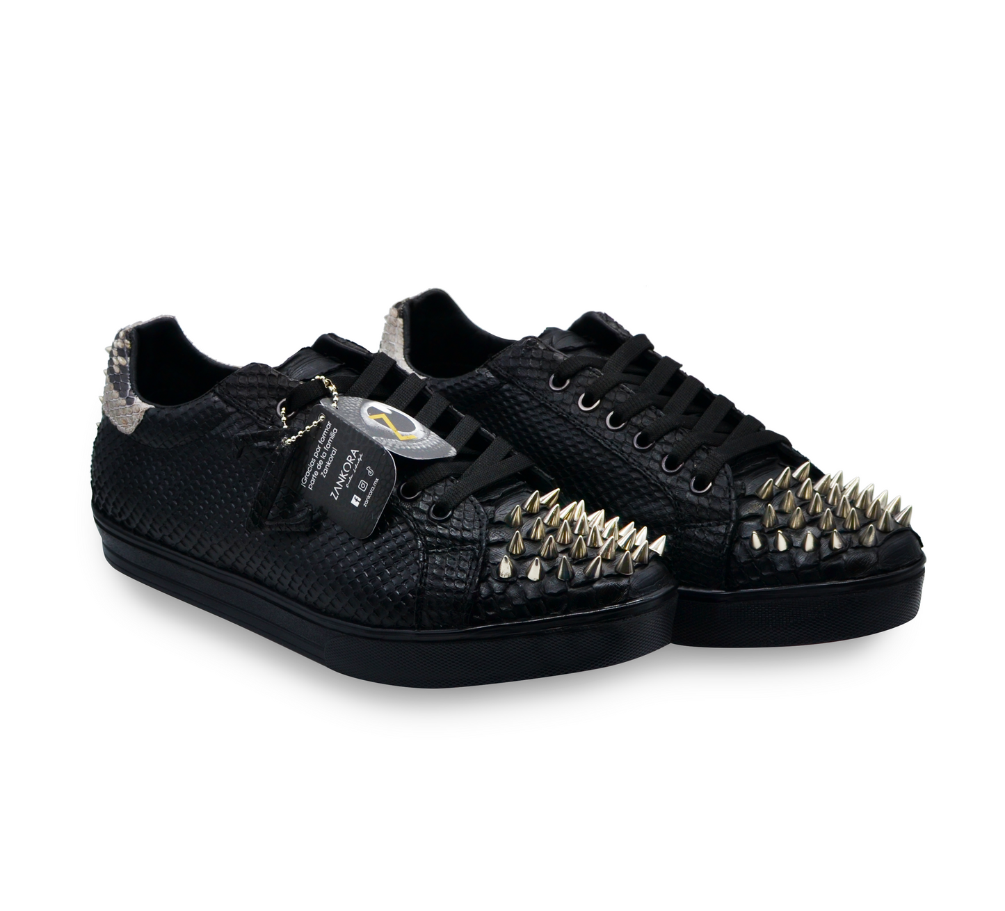 TENIS SNEAKERS NEGRO CON GRIS EN PIEL EXÓTICA DE SERPIENTE - AHS485H