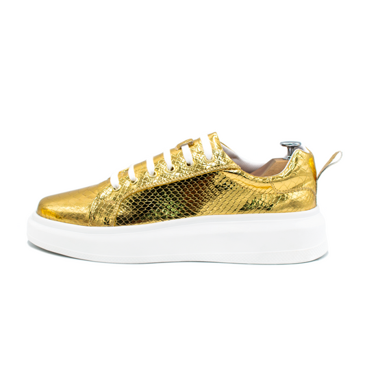 TENIS SNEAKERS COMPLETAMENTE NYLON PRINTED DE PITÓN DORADO - WIE983J