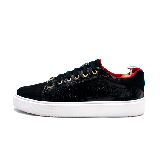 TENIS SNEAKERS EN 100% PIEL CHAROL CON GRABADO DE PATA DE AVESTRUZ CON NOBUCK - TND923