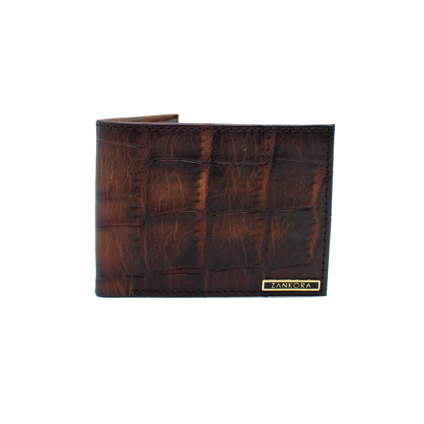 CARTERA EN PIEL DE RES GRABADA EN PANZA DE COCODRILO - PWO028