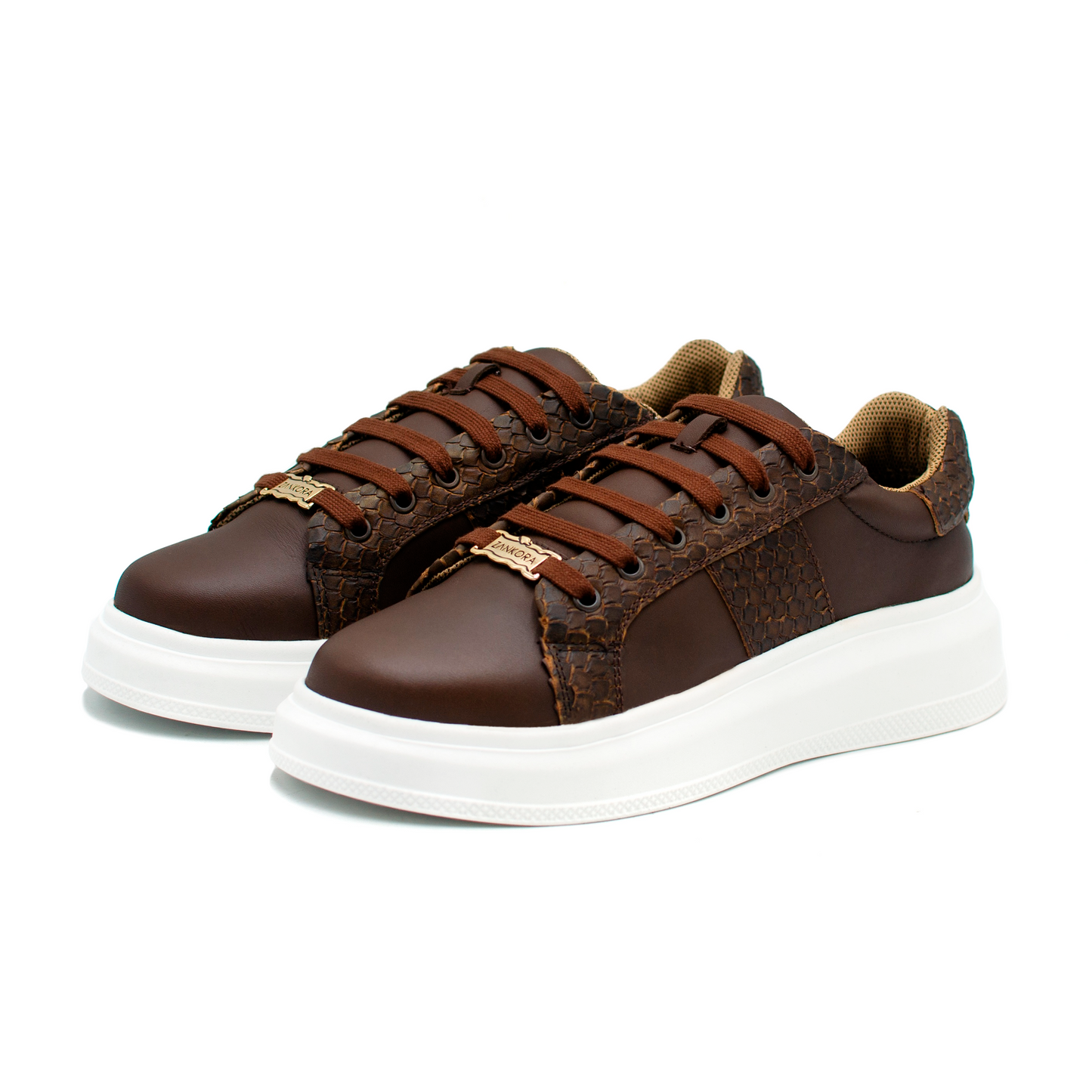 TENIS SNEAKER EN PIEL SEMI - EXÓTICA DE PITÓN FILETEADA CON BECERRO VARIANTE 2 - LOP203J