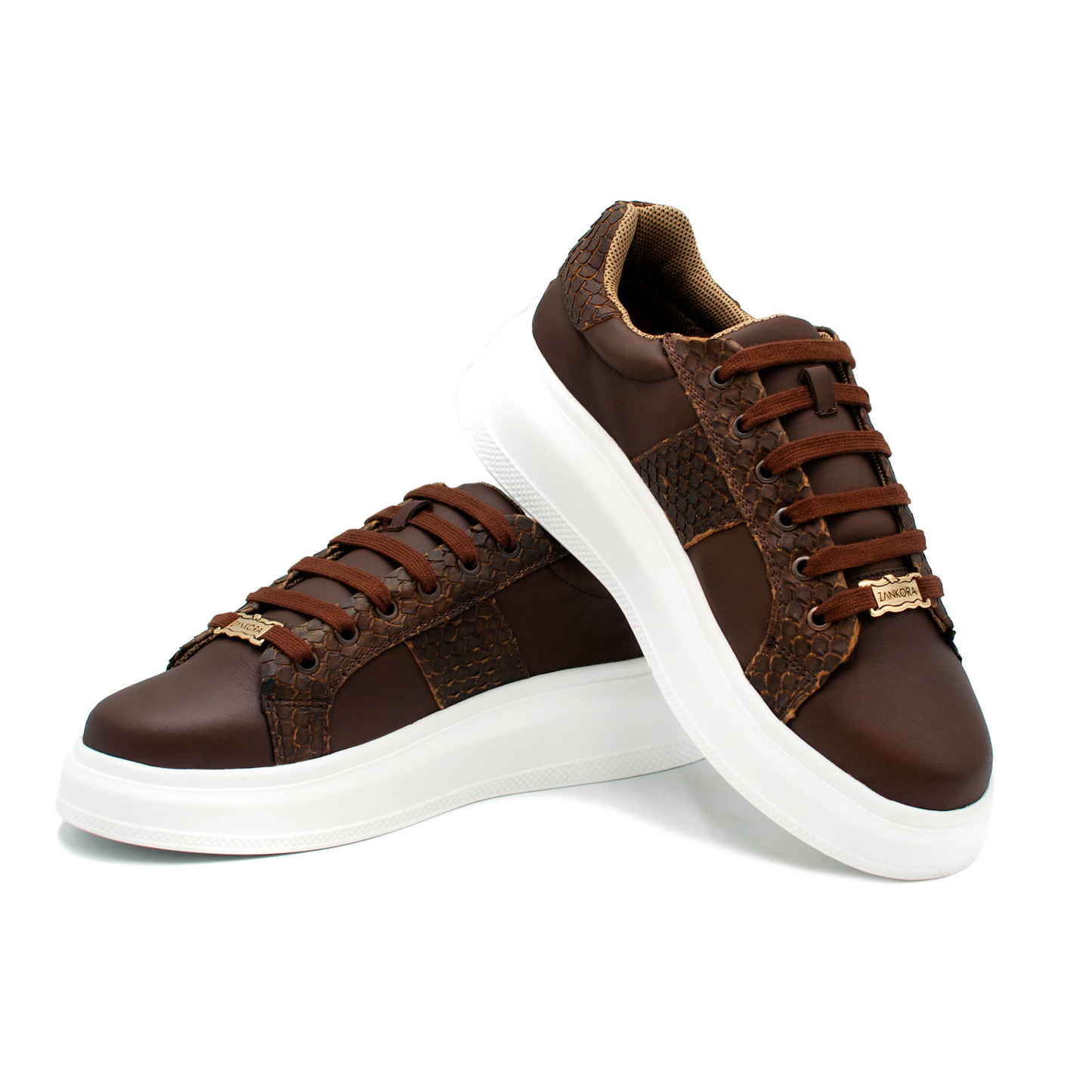 TENIS SNEAKER EN PIEL SEMI - EXÓTICA DE PITÓN FILETEADA CON BECERRO VARIANTE 2 - LOP203J