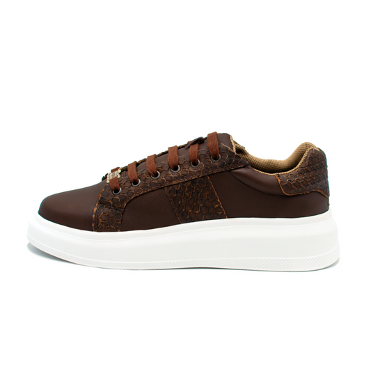 TENIS SNEAKER EN PIEL SEMI - EXÓTICA DE PITÓN FILETEADA CON BECERRO VARIANTE 2 - LOP203J