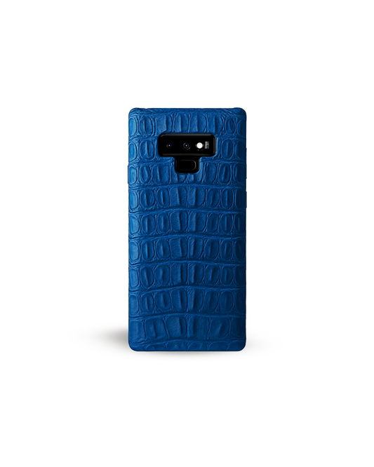 FUNDA AZUL EN PIEL EXÓTICA EN COLA DE COCODRILO