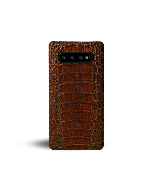 FUNDA CAFÉ EN PIEL EXÓTICA DE COBRA