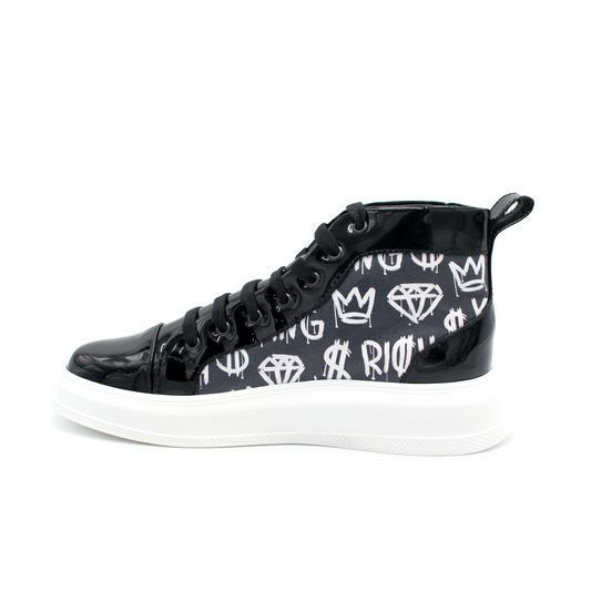 TENIS BOTIN DE PIEL CHAROL CON LATERALES "KING" - CH08GLK