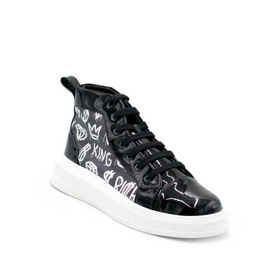 TENIS BOTIN DE PIEL CHAROL CON LATERALES "KING" - CH08GLK